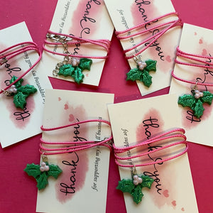 pink holly necklace